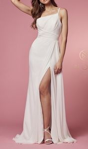 One shoulder long wedding gown evening bridal dress